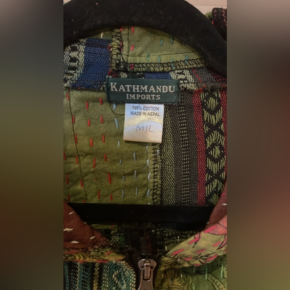 Green/Orange Kantha Patchwork Jacket Size M/L - image 6